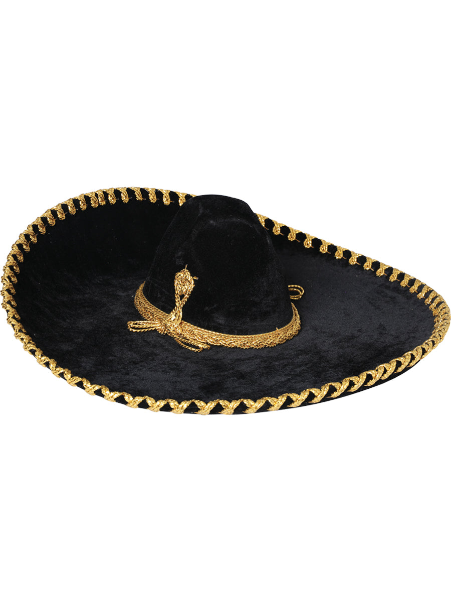 Mexicanl Charro Hat Velvet Black/Gold 600601