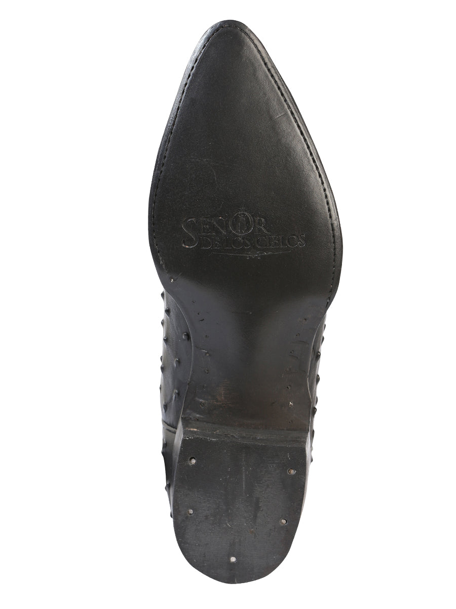 El Señor de los Cielos Men’s Western Boots - Imitation Ostrich Leather - Black 40836