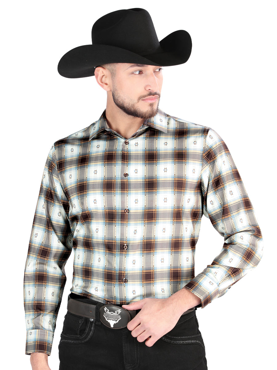 El General - Casual Long Sleeve Shirt - Brown/Sand 44700