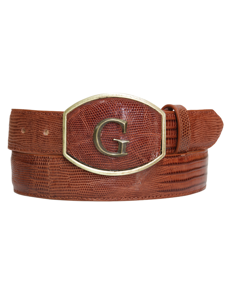 El General Exotic Lizard Leather Cowboy Belt - Cognac 45298