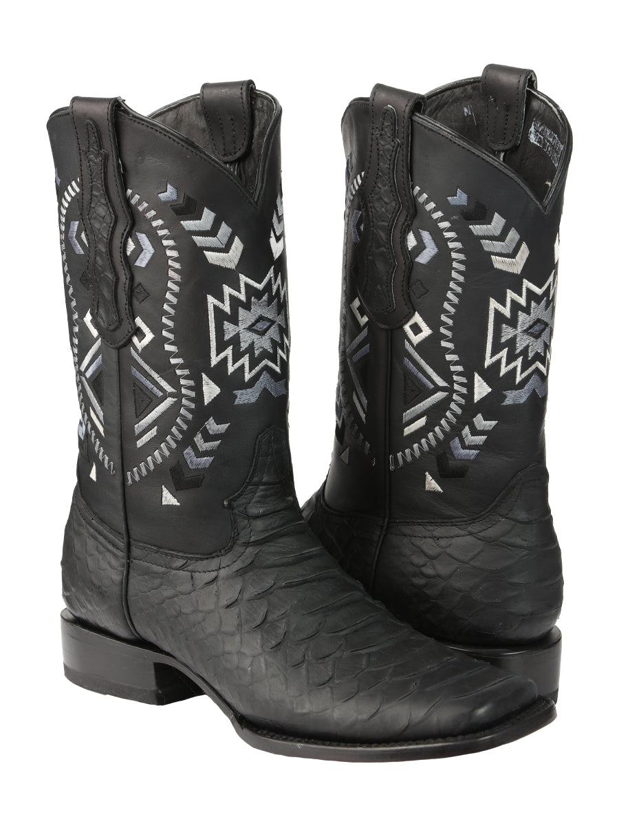 El General Men’s Black Python Imitation Rodeo Boots 45398