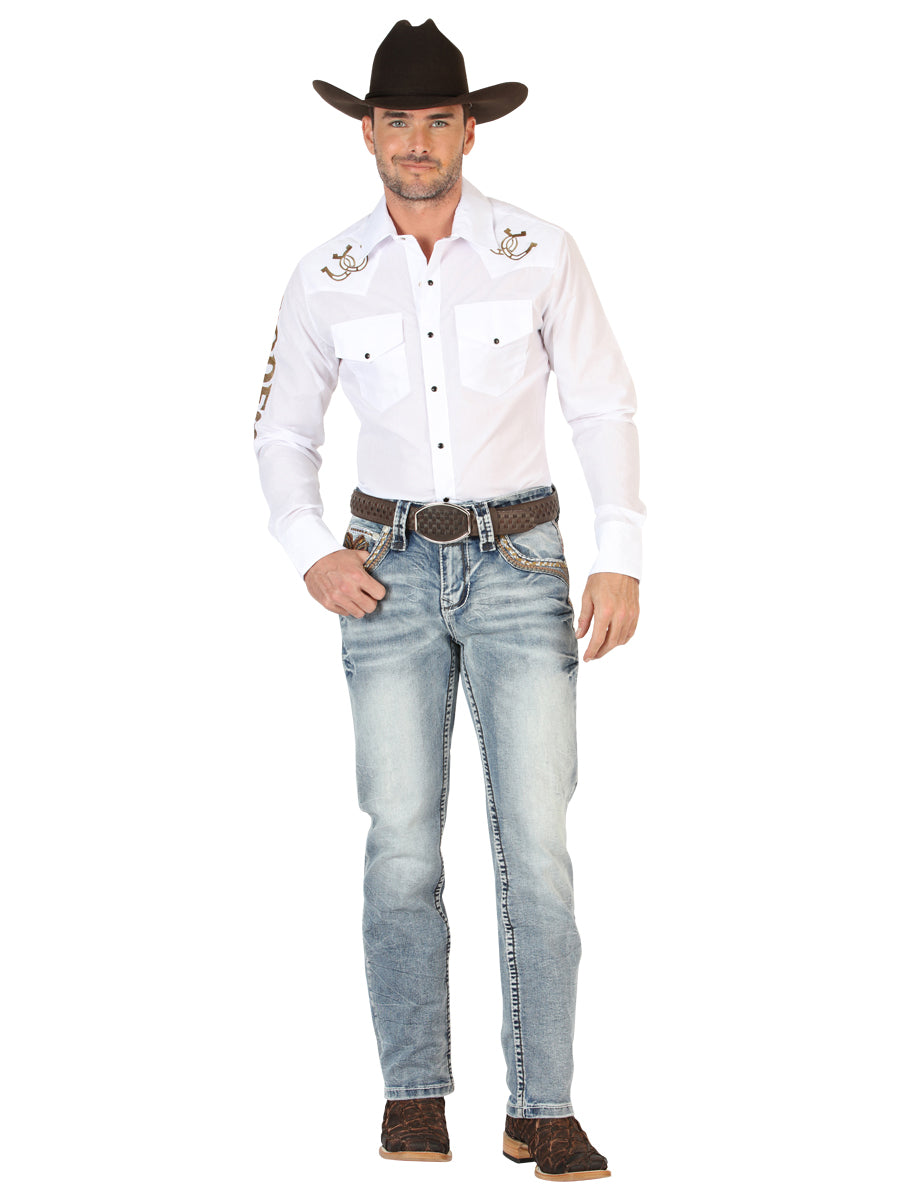 Centenario Men's Premium Denim Boot Cut Pants - Dark Blue 45530