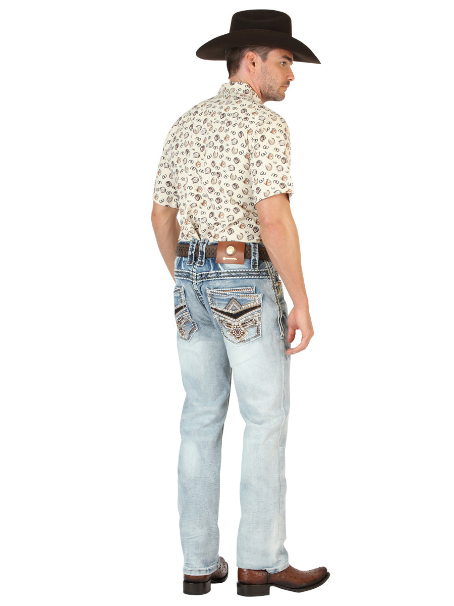 Centenario Men's Premium Denim Boot Cut Pants - Medium Blue 45533