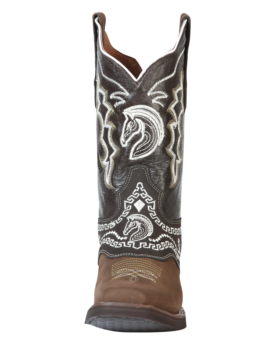 El General Rodeo Boot - Nobuck Dark Brown with Embroidery 51117