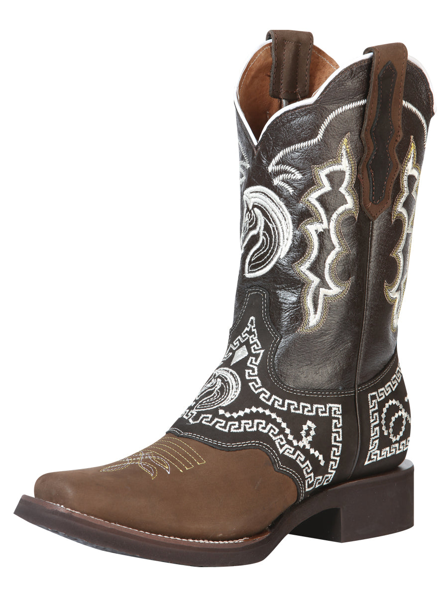 El General Rodeo Boot - Nobuck Dark Brown with Embroidery 51117