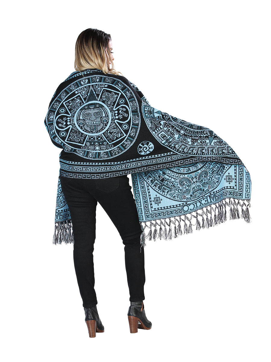 Mexican Artisanal Shawl 100% Acrylic Blue 603887