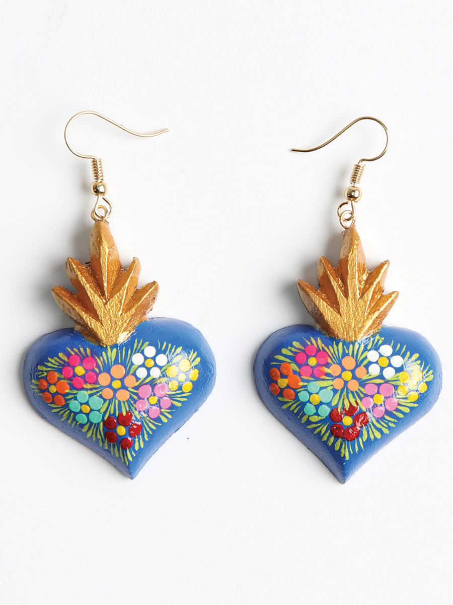 Artisanal Hand Painted Earrings Blue 603975