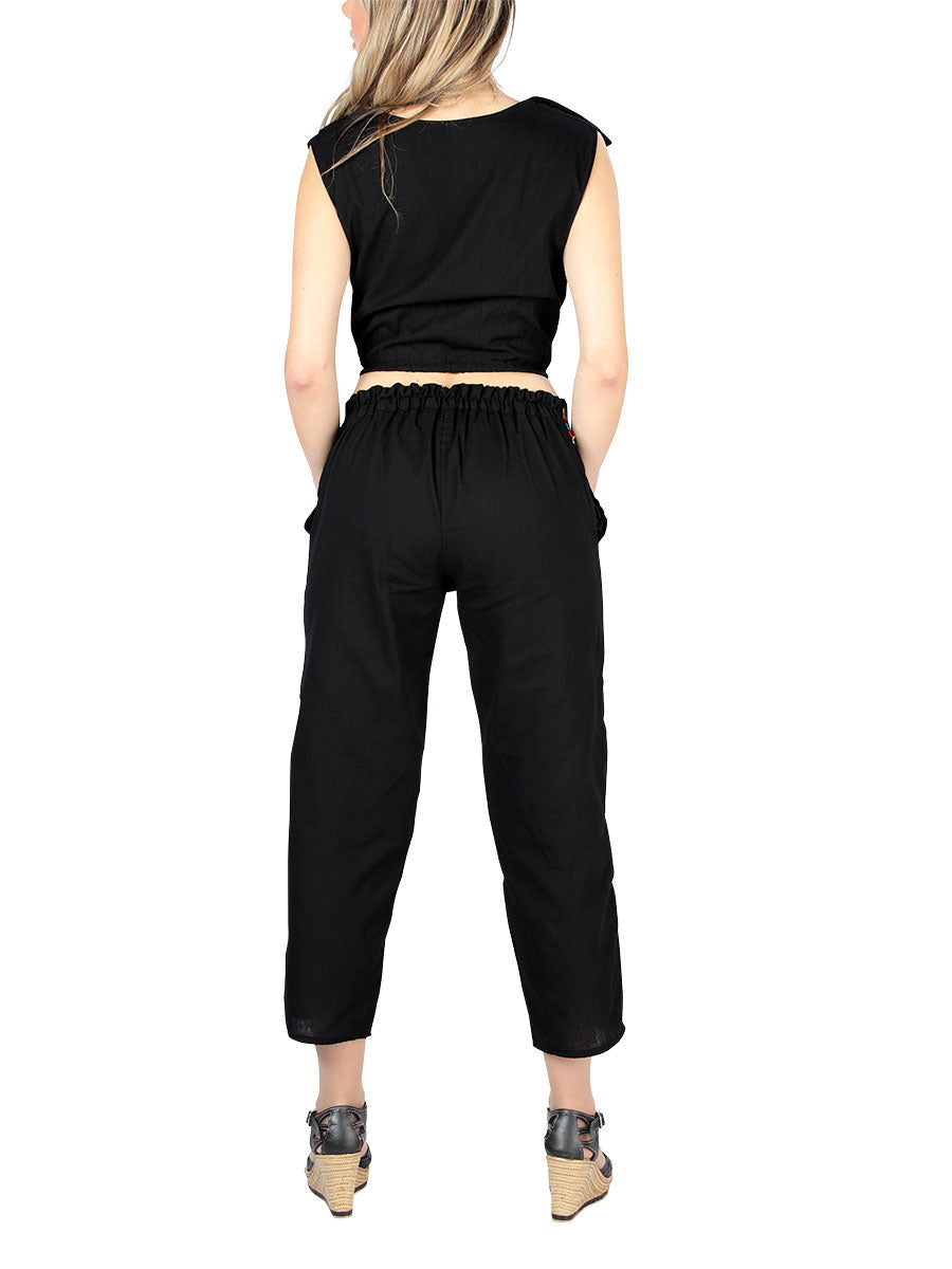 Artisanal Embroidered Set 100% Cotton Black 604048